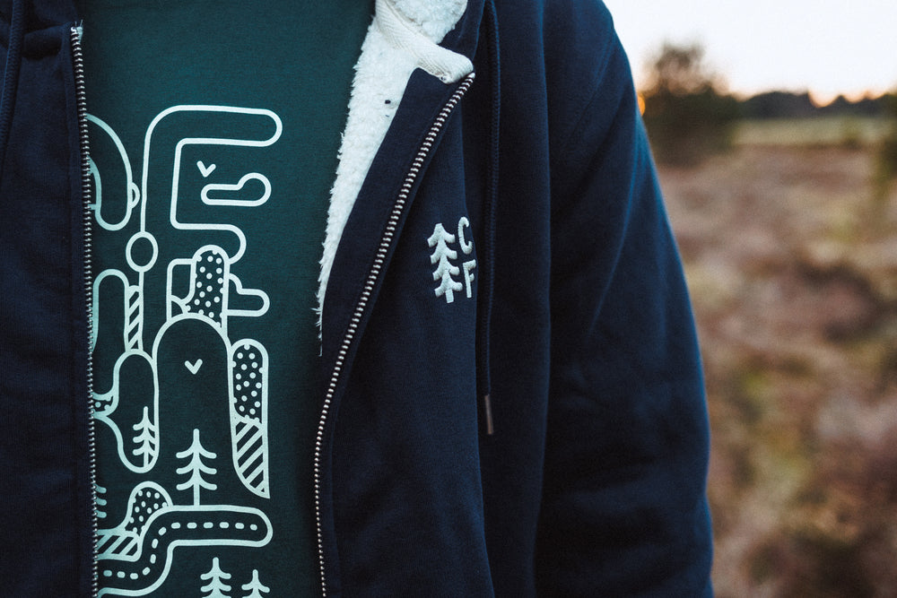 Hoodie Sherpa Navy CF Tree