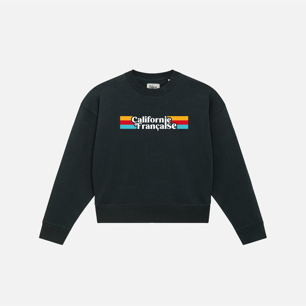 Women Sweatshirt Crewneck Rainbow Black