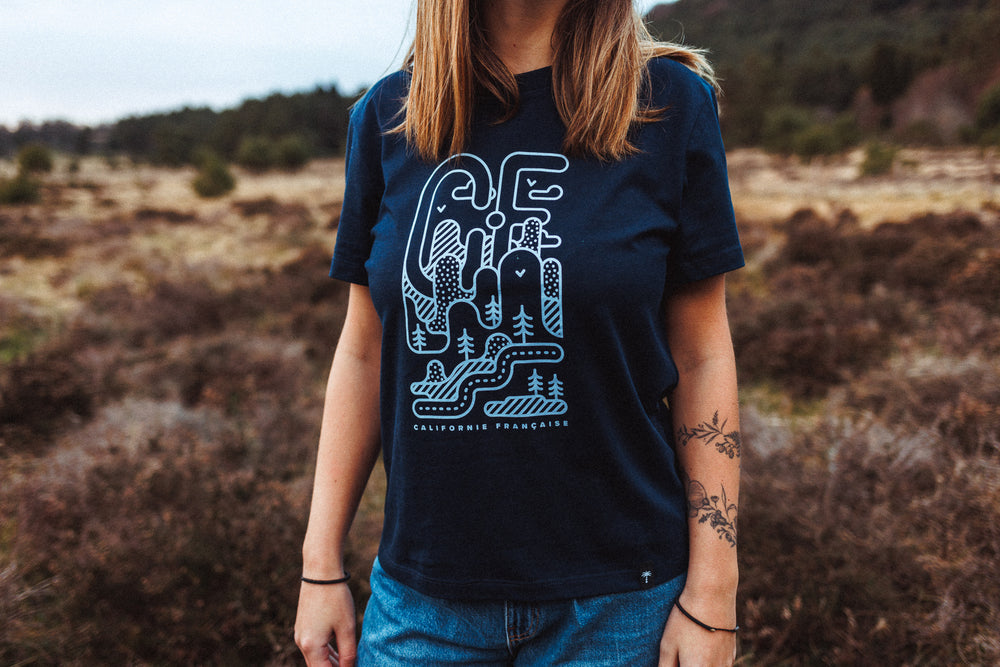 Women T-shirt Geometric Mountain Navy