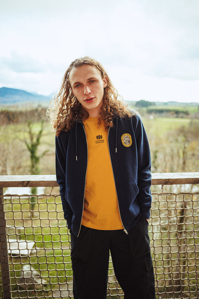 Zipped Hoodie Volcanic Sunset Navy