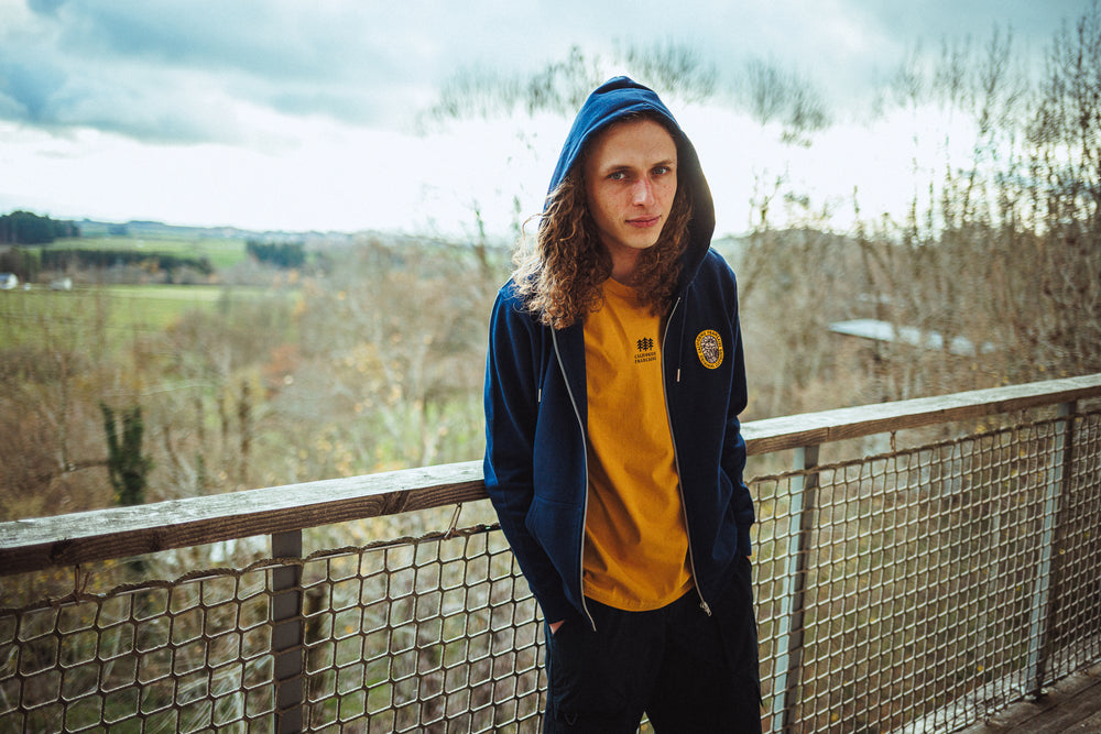 Zipped Hoodie Volcanic Sunset Navy