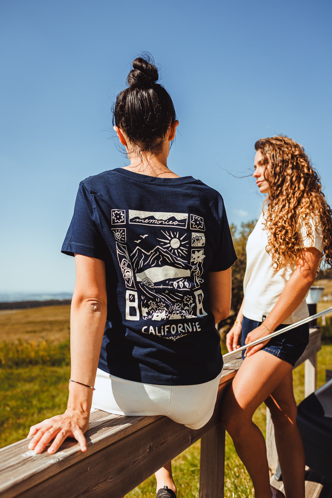 Women T-shirt V-Neck Summer Memories Navy