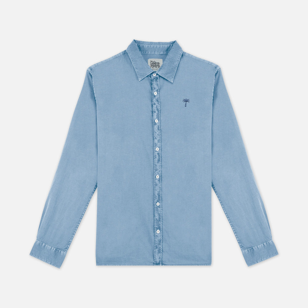 Men Washed Blue Palmito Shirt