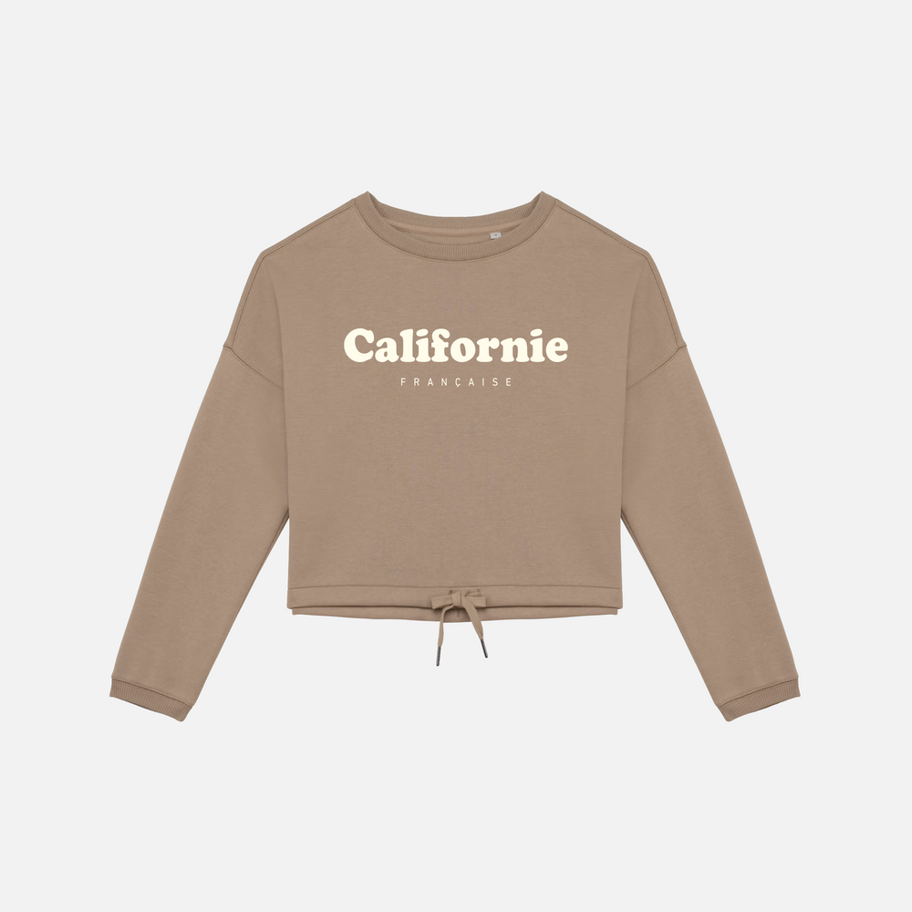 Women Crewneck Crop Vintage Logo Sand