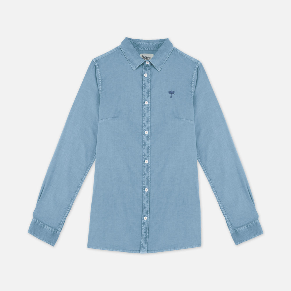 Women Washed Blue Palmito Shirt