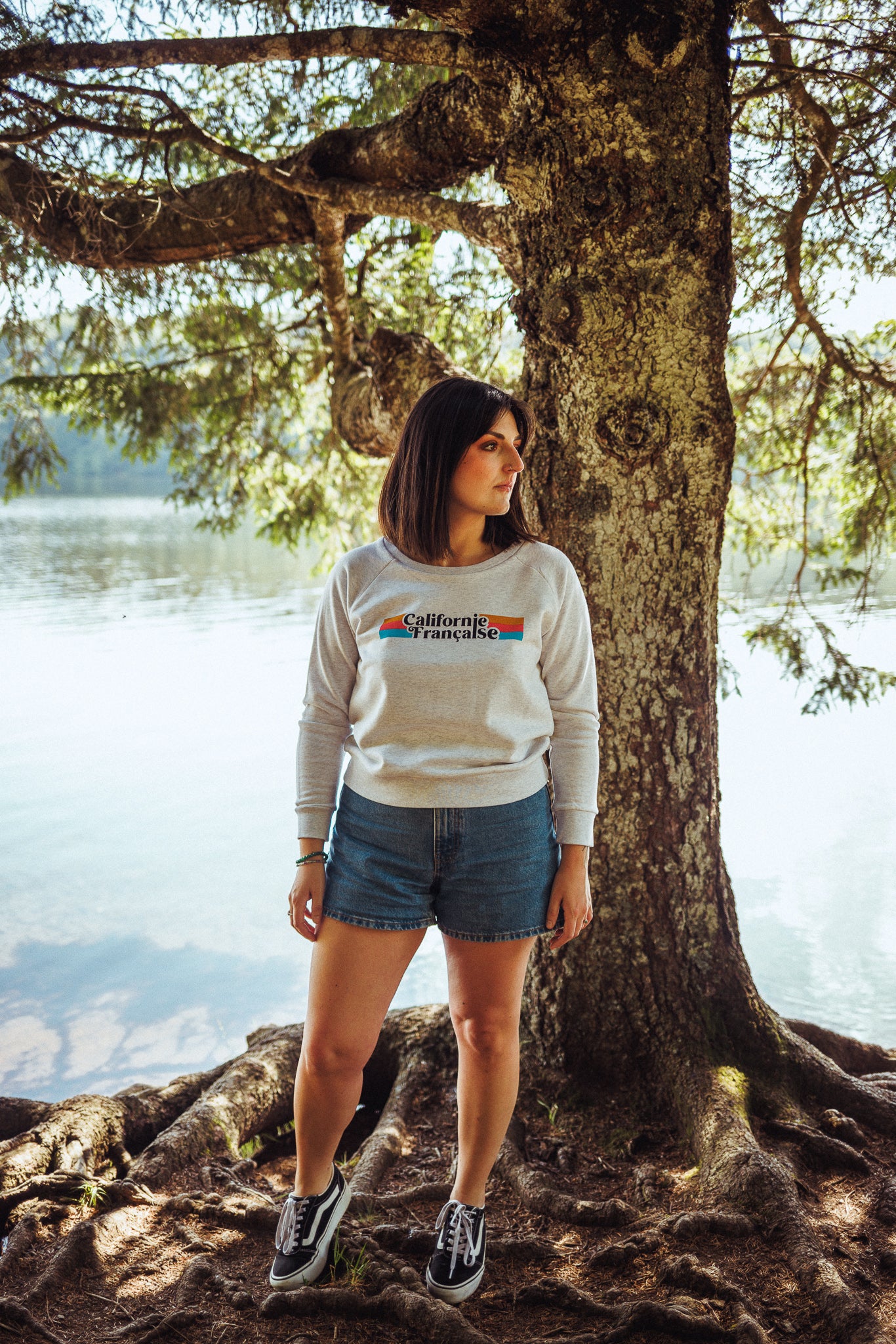 Women Crewneck Rainbow Light Gray