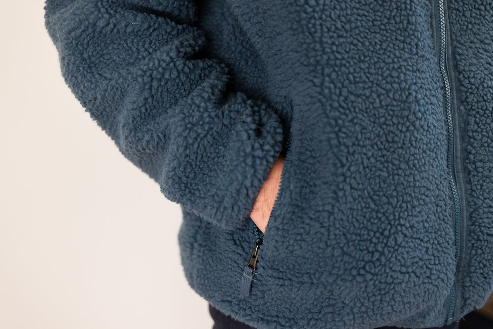 Zipped Fluffy Sweater Cobalt